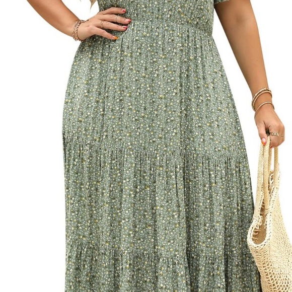 NWOT Nemidor Floral Maxi Dress in Mint Green - Size 22 - Picture 3 of 13